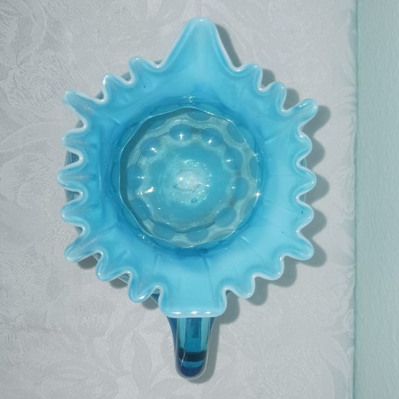 Vintage Fenton Blue Opalescent Coin Spot Pitcher - Picture 6 of 7